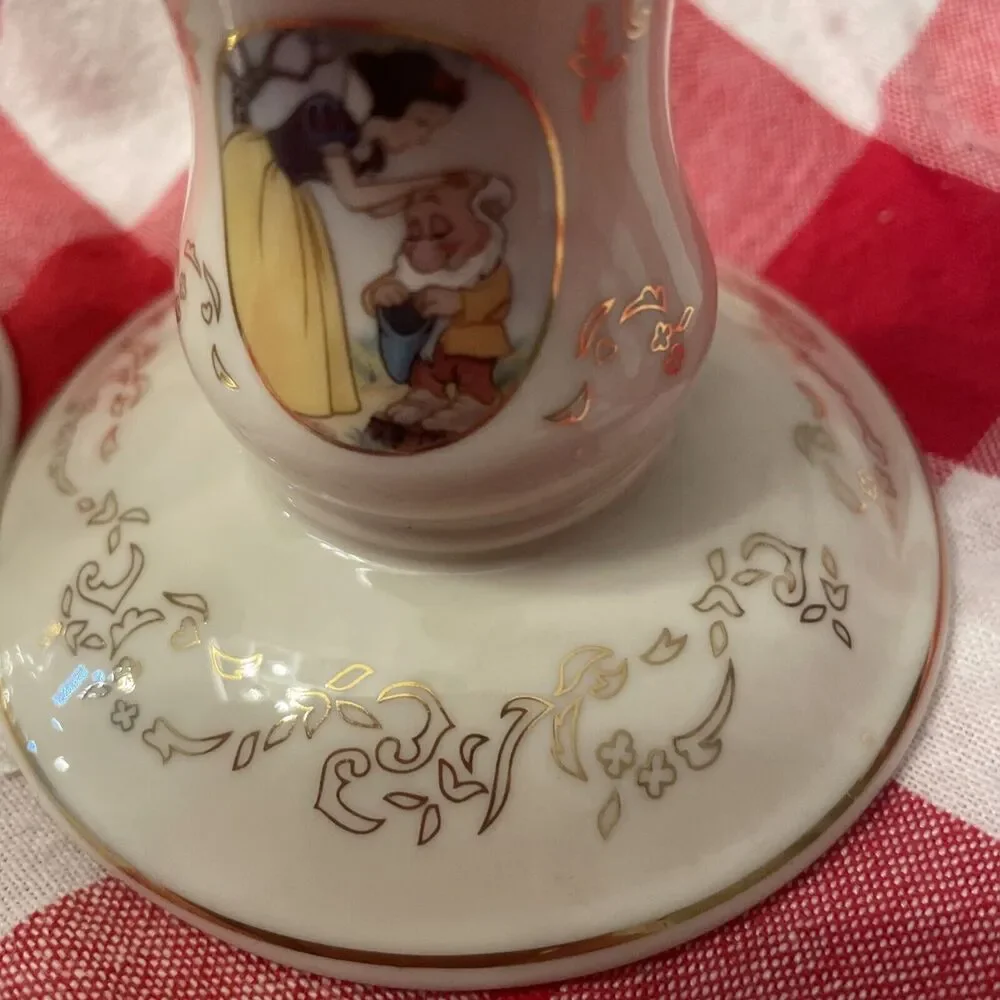 Lenox Disney Fine China 24k Gold “Snow White”Candlesticks Set of 2 5” Tall